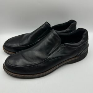 ECCO Black Leather Slip-On Loafers Comfort Dress Casual Shoes Size 47 US 13/13.5